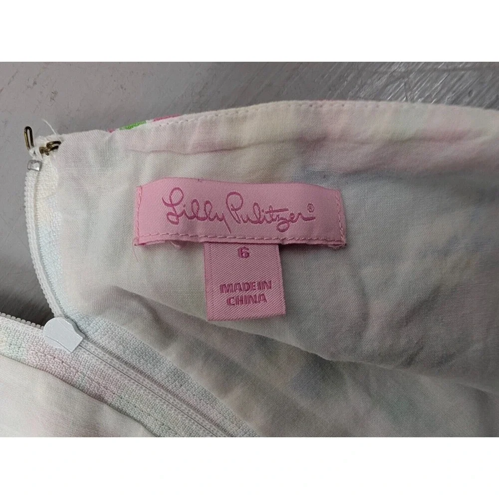 Lilly Pulitzer Shift Dress Sz 6 Multicolor Patchwork Sleeveless Bow Strap Resort - Picture 4 of 16